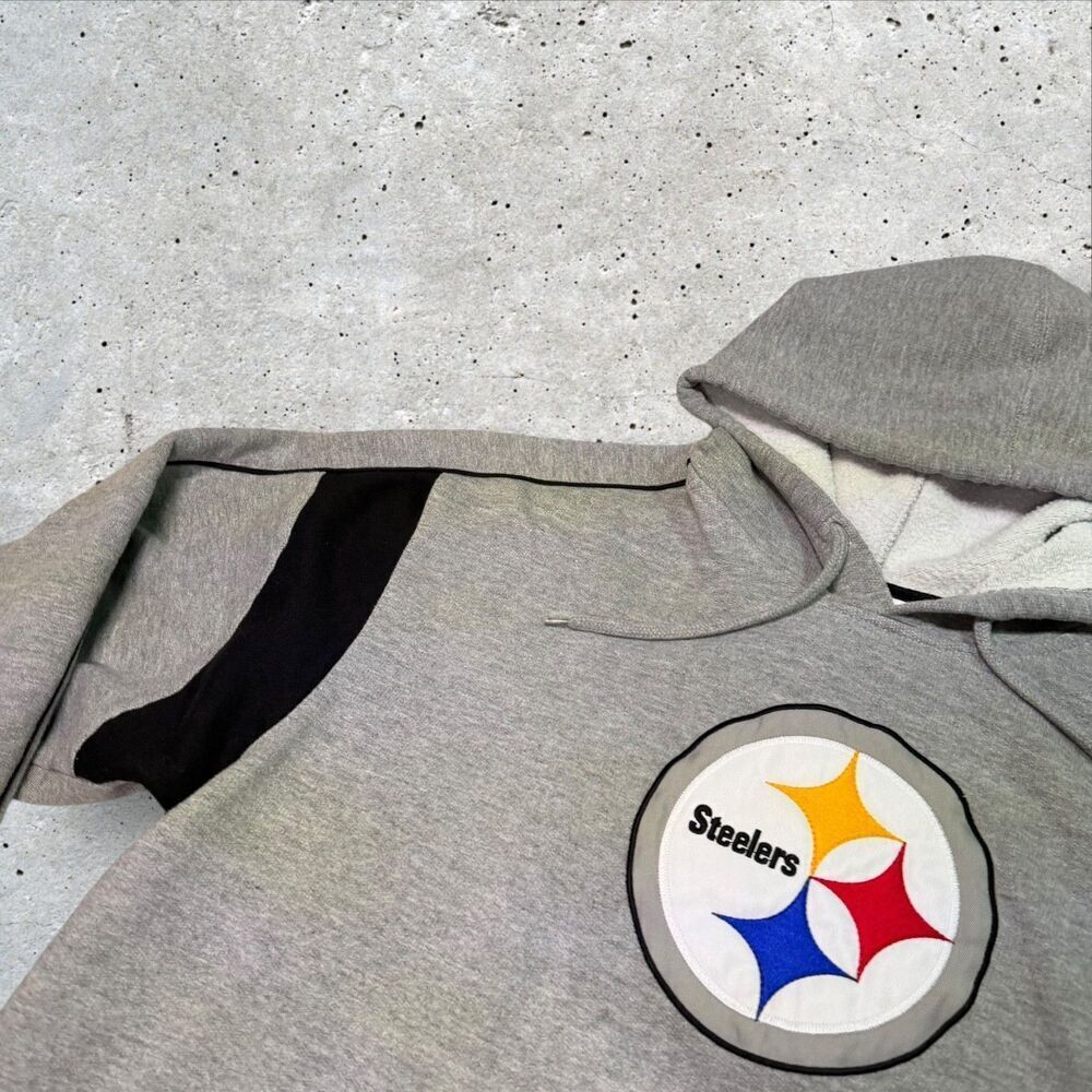 Pittsburgh Steelers NFL Team Apparel Hoodie Gray Black Pullover Men’s L-XL - Picture 4 of 11